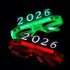 LED Glow 2026New Year Glow Glasses Square/Love Heart Shape New Year Party Glasses  Masquerade Party
