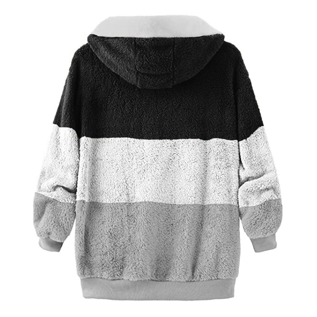 Женская мода плюшевая молния с длинным рукавом шить теплый свитер топы пальто зимнее