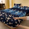 Simple 1 Modern Butterfly Printed Matte Fitted Sheet, Bedroom Printed Bed Cover, Bedding Excluding Pillowcases