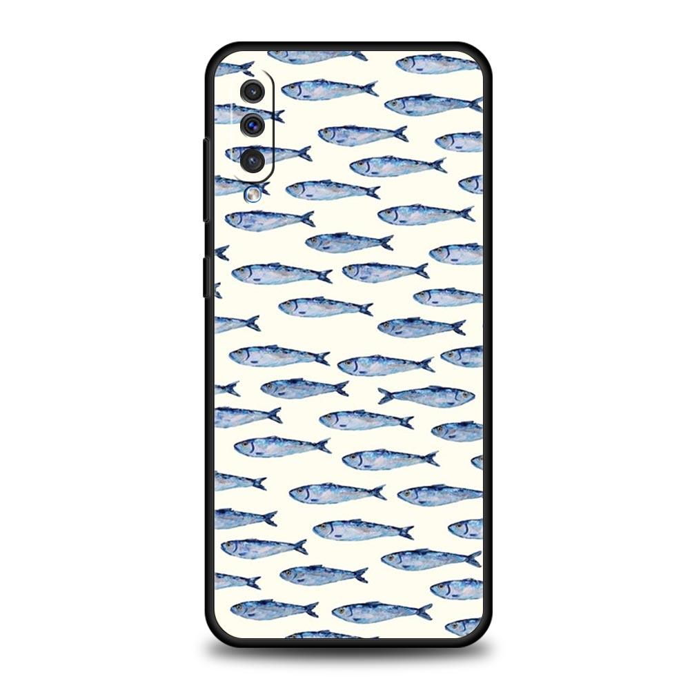 Сардины водный продукт Чехол Для Samsung A56 A36 A26 A54 A52 A24 A14 A50 A72 A70 A06 A12 A22 A34 A42 A32 A04s A16 5G Чехол