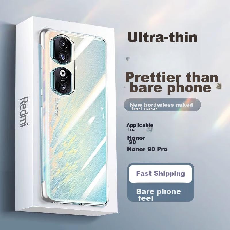 Phone Case for HONOR 90 Pro, Shockproof, Anti-Fingerprint, Ultra-Thin, Lens Protection, Borderless, Fully Transparent for Naked Phones