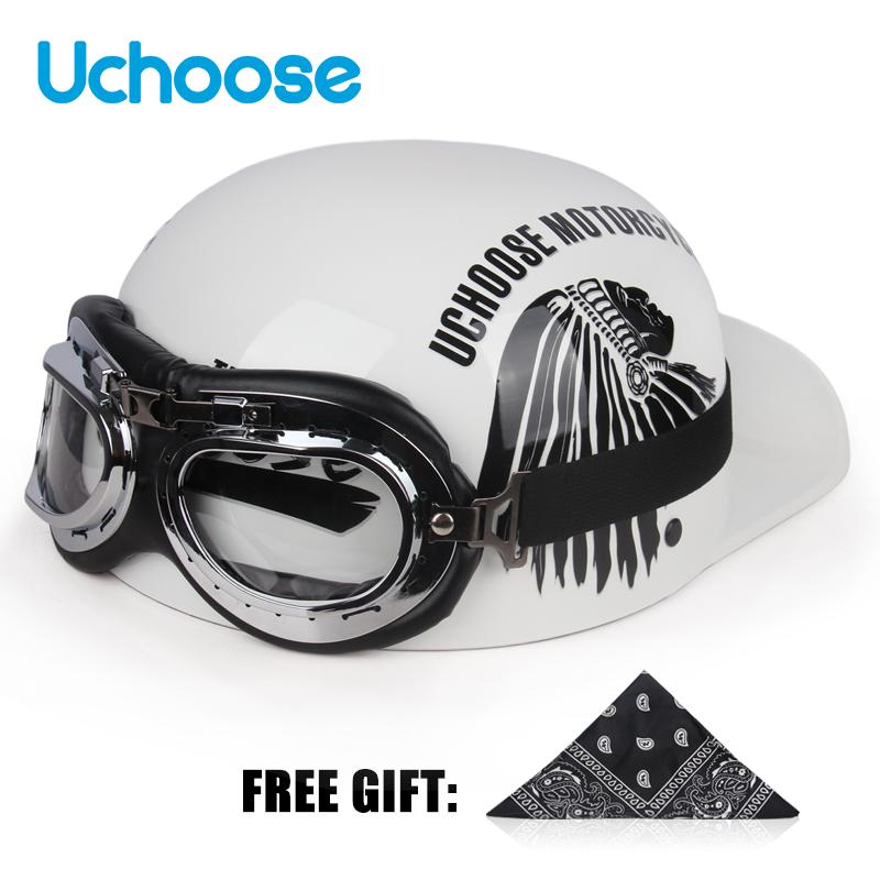 Винтажный шлем Uchoose с открытым лицом, полушлем для мотокросса, скутер, крейсер, чоппер, бейсбольная кепка, шлем, летняя езда