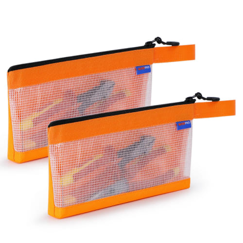 Mesh Case, Zipper Pouch, Tool Bag, Gusseted, Transparent One-Sided, Tool Storage, File Bag, Small, Oxford Fabric, Clear, Abrasion-Resistant, Hand Stra