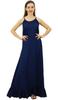 Women Rayon Night Gown Navy Blue Full Length Long Maxi Spaghetti Strap Sleep