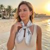 Conch Starfish Print Scarf Sea Star Shell Silk Scarf Retro Satin Hijab  Waist Scarf
