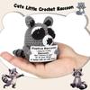 Funny Emotional Support Positive Crochet Raccoon Doll Cute Handmade Knitted Positive Raccoon Desktop Room Decor Christmas Gifts