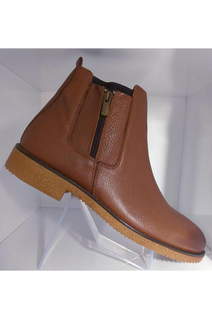 Men's Fashion Genuine Leather Flat Heeled Booties Bootie Thermo Sole Zipper Garnished Chelsea Boots Shoes