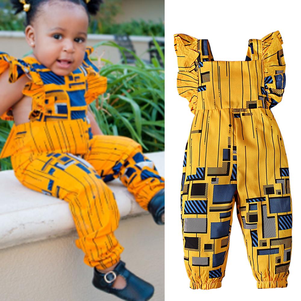 Одежда для маленьких девочек, комбинезон с рюшами и рукавами в африканском стиле бохо, одежда для детей 1-5 лет