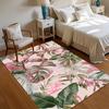 Boho Gradient Hibiscus Palm Leaf Area Rug Tropical Flower Banana Foliage Print Non Slip Carpet Bedroom Coastal Vacation Decor