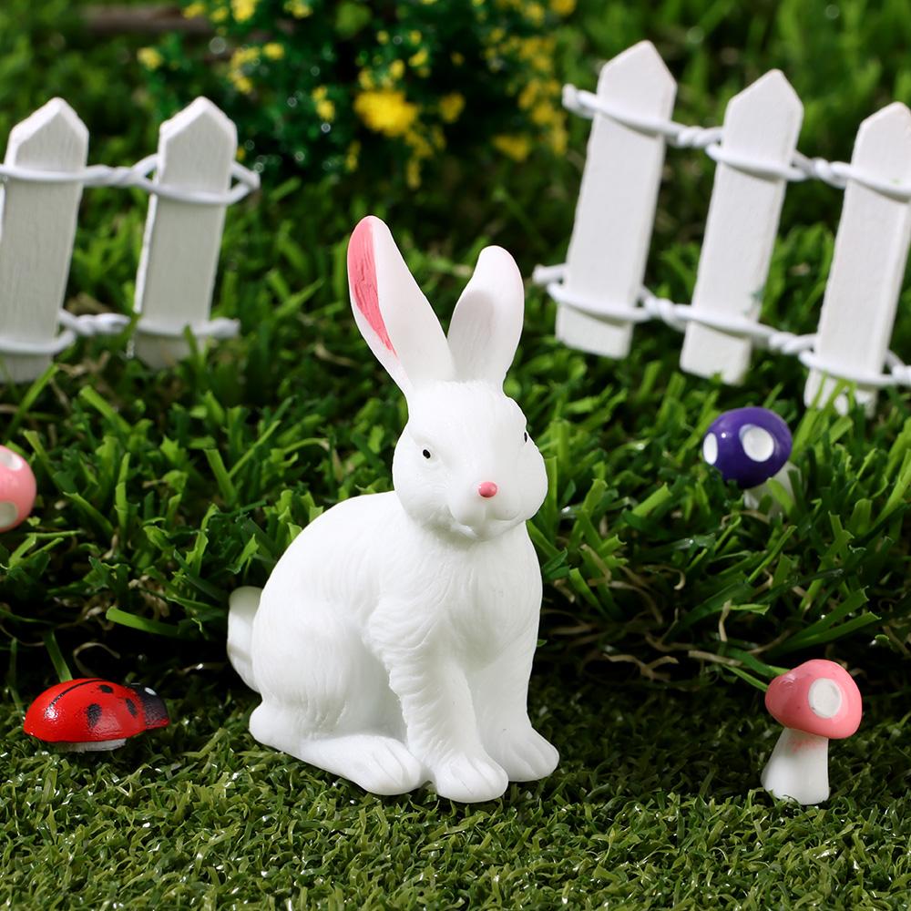 Dollhouse Ornament Micro Landscape Miniature Rabbit Figurine Resin Bunny Statue Fairy Garden
