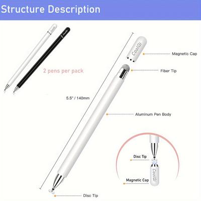 Стилус для iPad/карандаш для iPhone Стилусы Стилусы для сенсорных экранов (2 шт/упаковка) Карандаши с магнитным диском 2 в 1