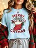 Merry Catmas Cat In Christmas Stocking Womens Crew Neck Short Sleeve T Shirt Candy Cane Holly Cute Xmas Graphic Tees For Ladies