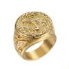 Titanium Steel/Stainless Steel Color Protective Gold Plated Navy Anchor Eagle Men's Ring