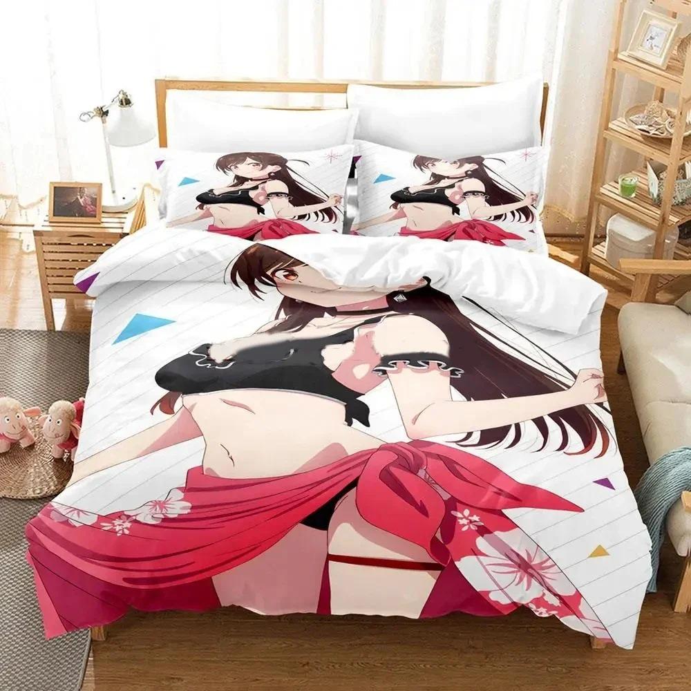 Anime Rent-A-Girlfriend Chizuru Bedding Set Boys Girls Twin Queen Size Duvet Cover Pillowcase Bed Kids Adult Home Textile