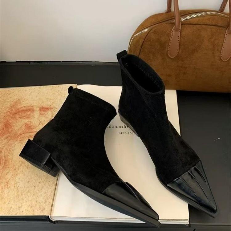 Женские замшевые туфли с острым носком на среднем каблуке, зимняя тенденция 2025 года, новые сексуальные элегантные офисные туфли, модные туфли-лодочки Botas Mujer