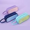 Candy Color Handheld Large Capacity Pen Bag Double Zipper Student Stationery Bag Multifunctional Pencil Case