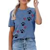 Summer Round Neck 3D Cat Paw Print Print Top Fashionable Casual Short Sleeved Women's T-shirts