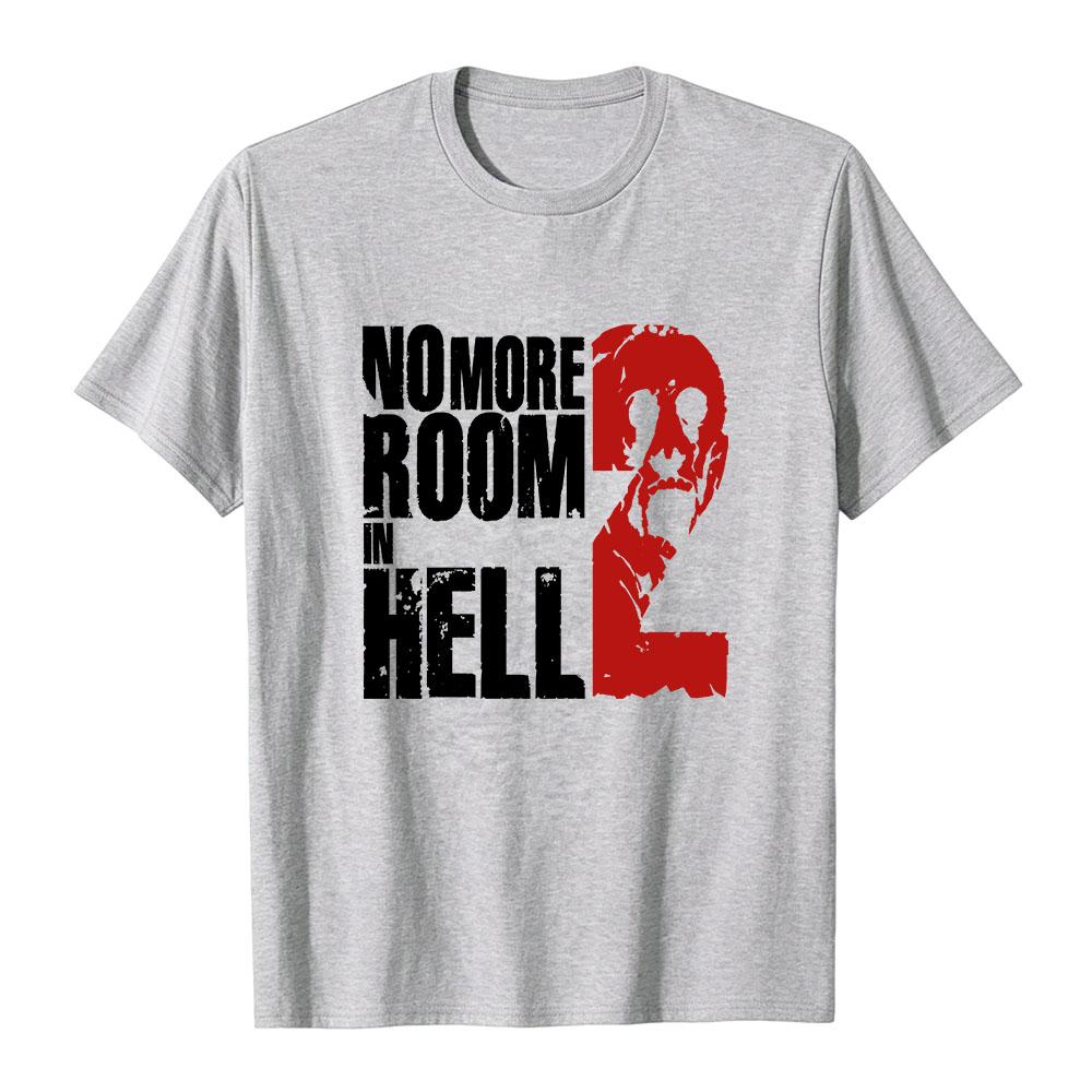 No More Room in Hell 2 Футболки Унисекс Хоррор Череп Графический Футболка Мужчины Женщины Круглый Вырез Короткий Рукав Футболка Уличная Одежда Черный Повседневный Топ