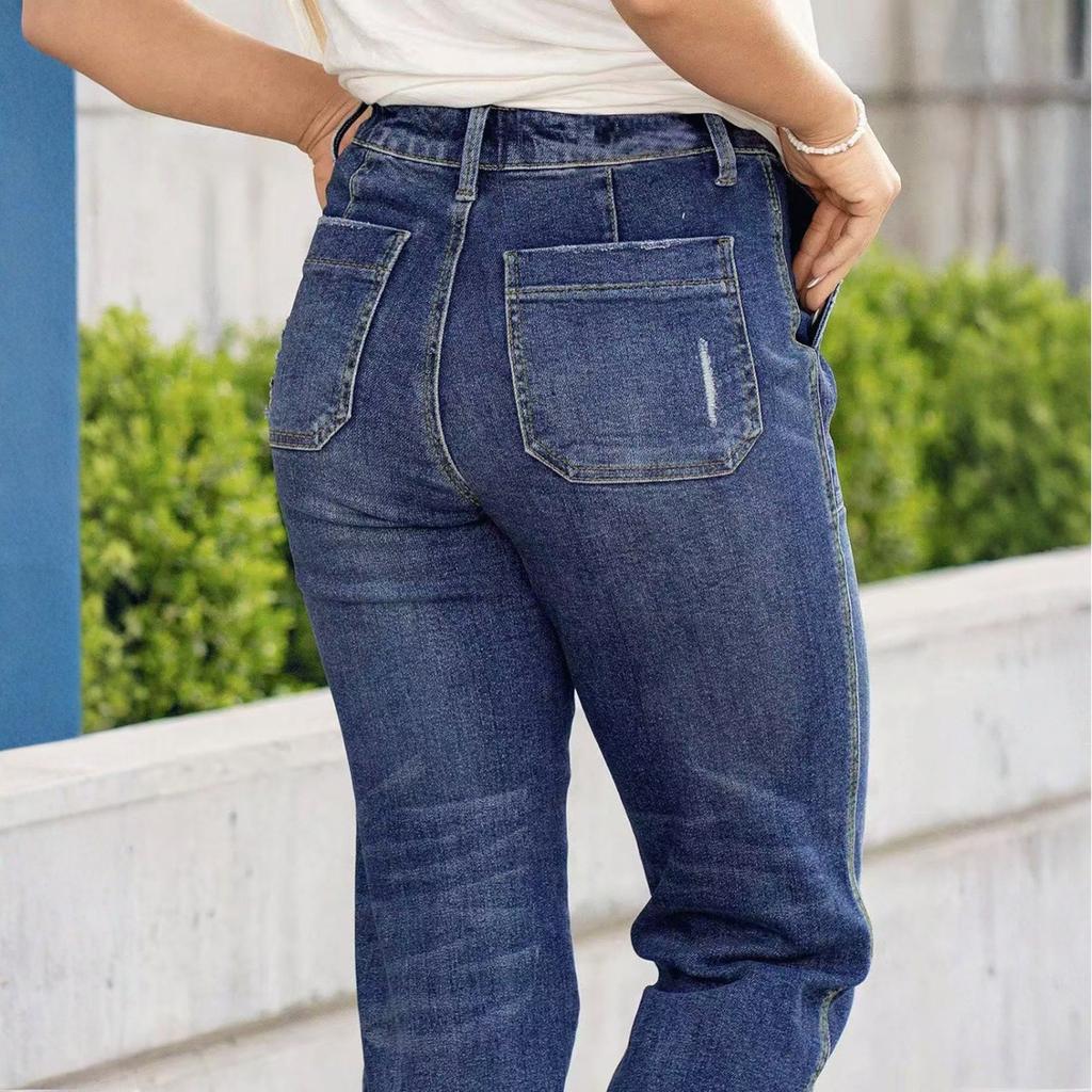 Женские джинсовые классические универсальные модные брюки с высокой талией
