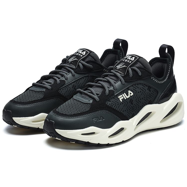 Fila Крипто Ткань Синтетическая Кожа ТПУ Удобные Износостойкие Кроссовки Низкие Женские Кроссовки Черные F12W313101FUB