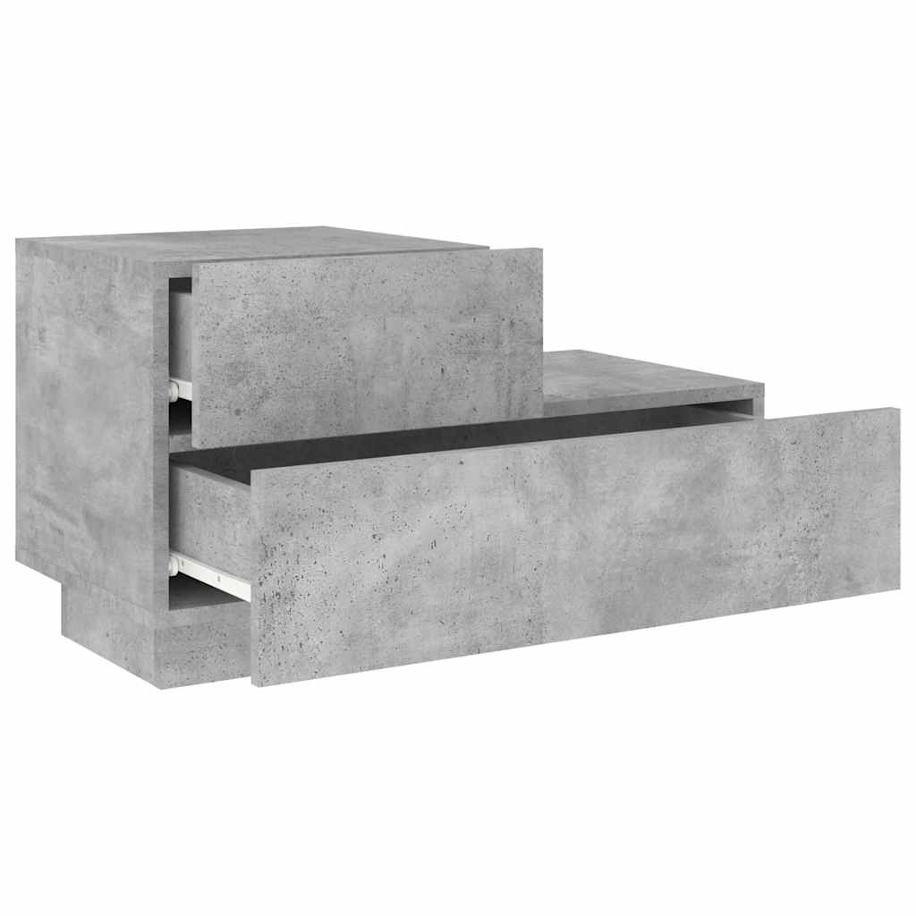 Nightstand with LED Lights Concrete Grey 70 x 36 x 40.5 cm