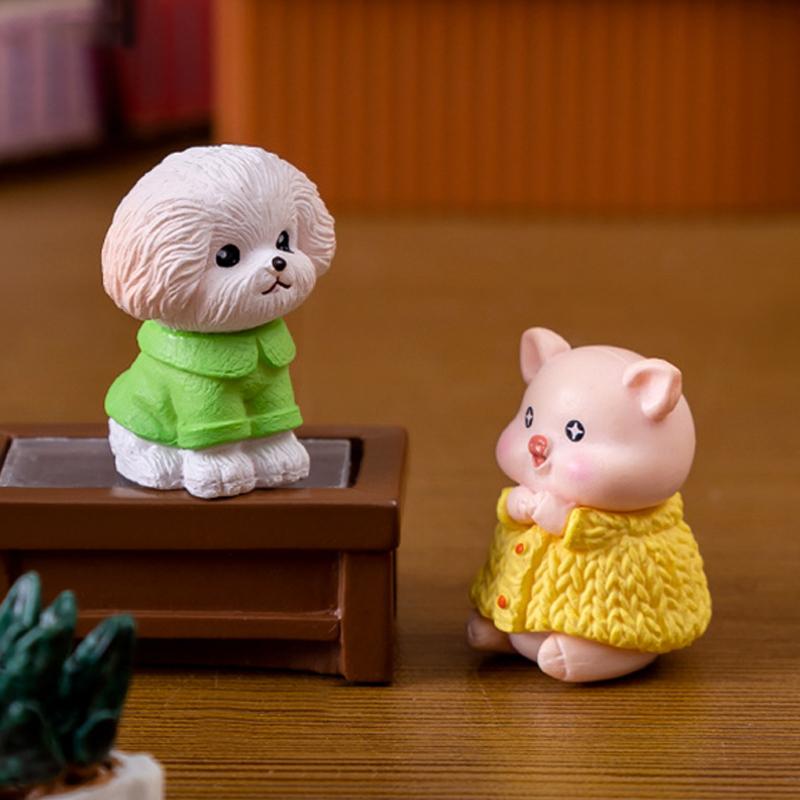 Креативный мультфильм милый кот собака свинья микро пейзаж смоляные украшения для домашнего украшения кавайное животное комната украшение стола