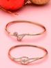 Set of 2 Rose Gold Cubic Zirconia Contemporary Brass Kada Bracelets For Women