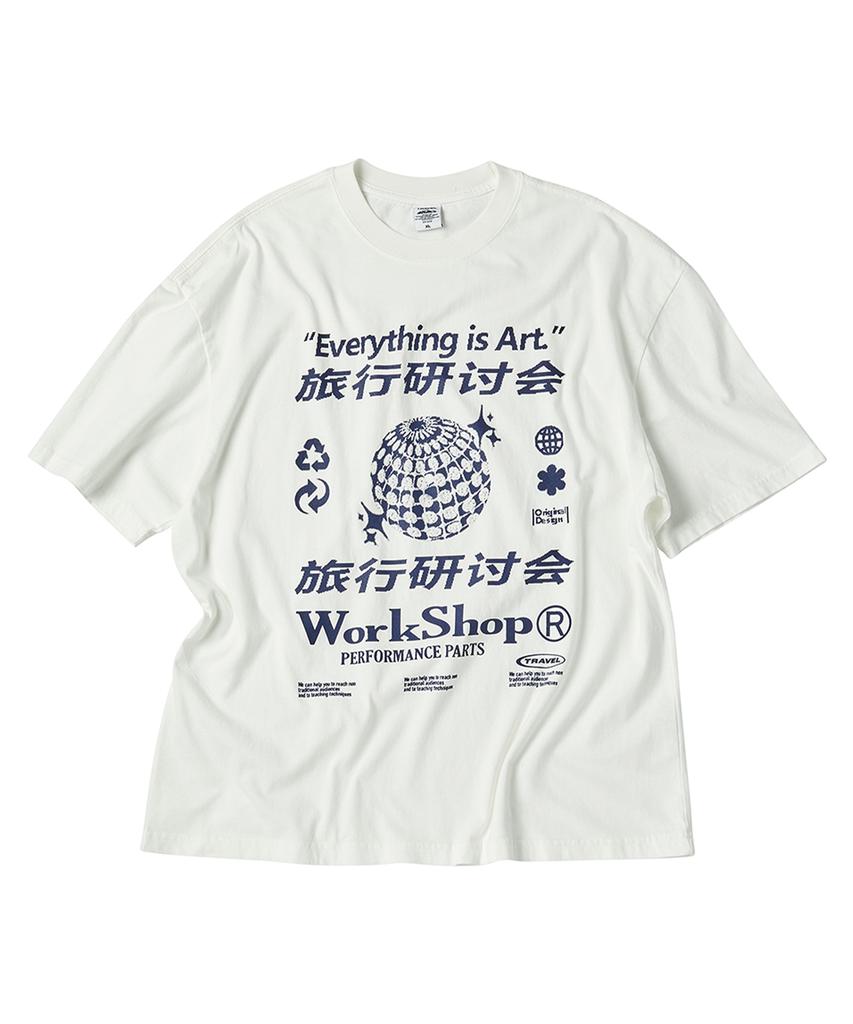 TRAVEL Disco Pigment Short Sleeve T-Shirt Cream