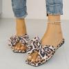Женские шлепанцы на плоской подошве с бантом и леопардовым принтом, пляжные шлепанцы, летние новые курортные сандалии