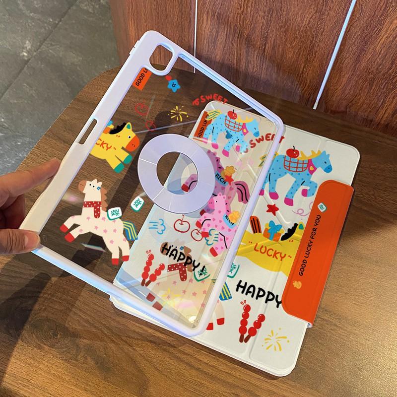 Cartoon Animal Magnetic Detachable Case IPad Air 6 Mini 7 10.2 10.9 11 12.9 Inch Pro With Sleep Wake Function