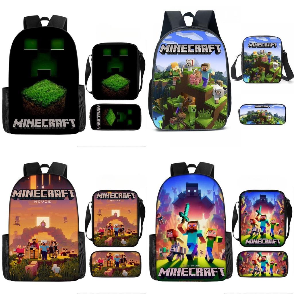 Набор рюкзака Minecraft 3в1 из ткани Оксфорд с пеналом и сумкой-слингом для студентов