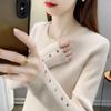 Knitted Bottoming Shirt Women's Inner Fit Autumn and Winter New Slim-fitting and Thin Solid Color Crew Neck Sweater Top