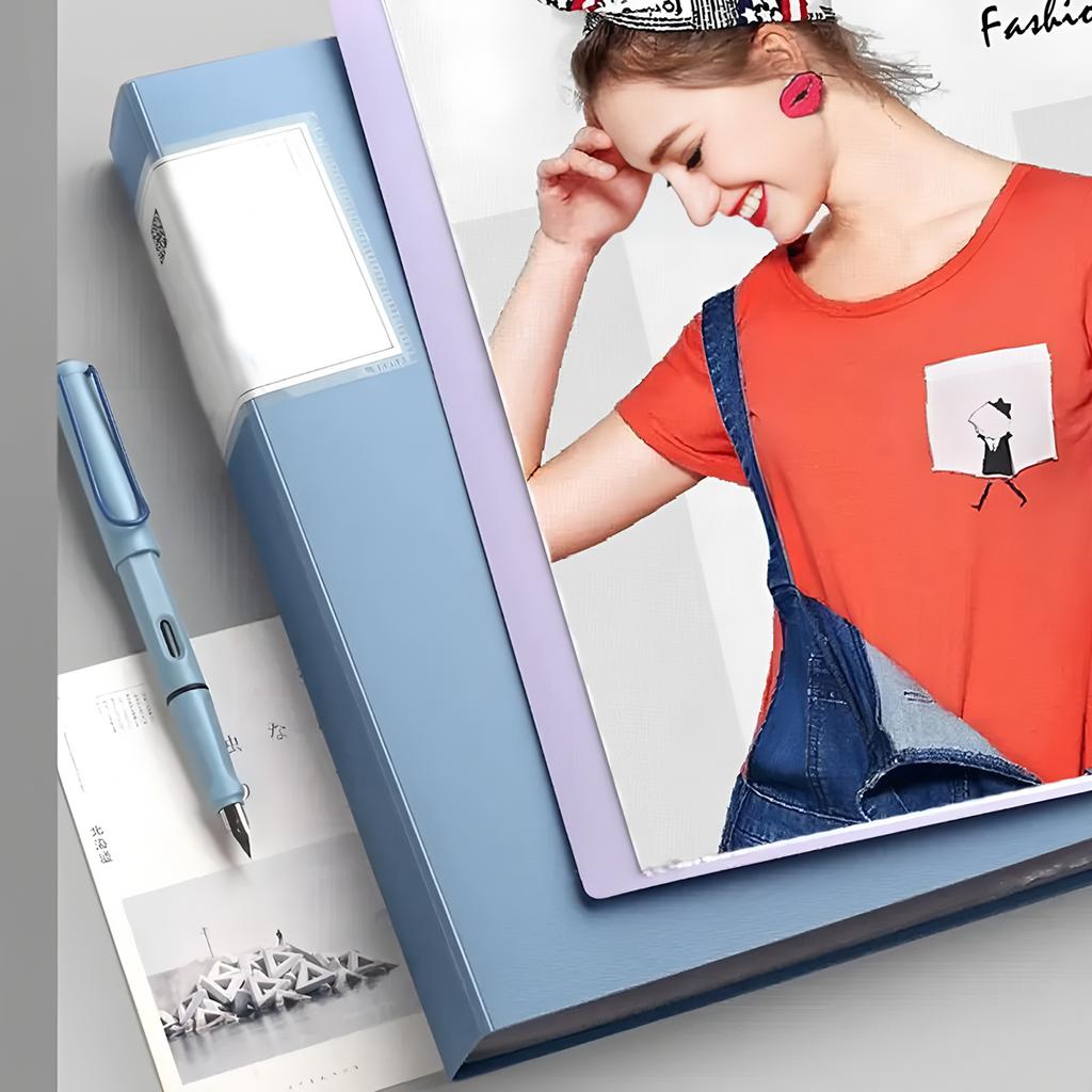 A4 Data Storage Book-100 Pages, Transparent File Pocket Storage and Organization, Document Data Sorting Book, Folder