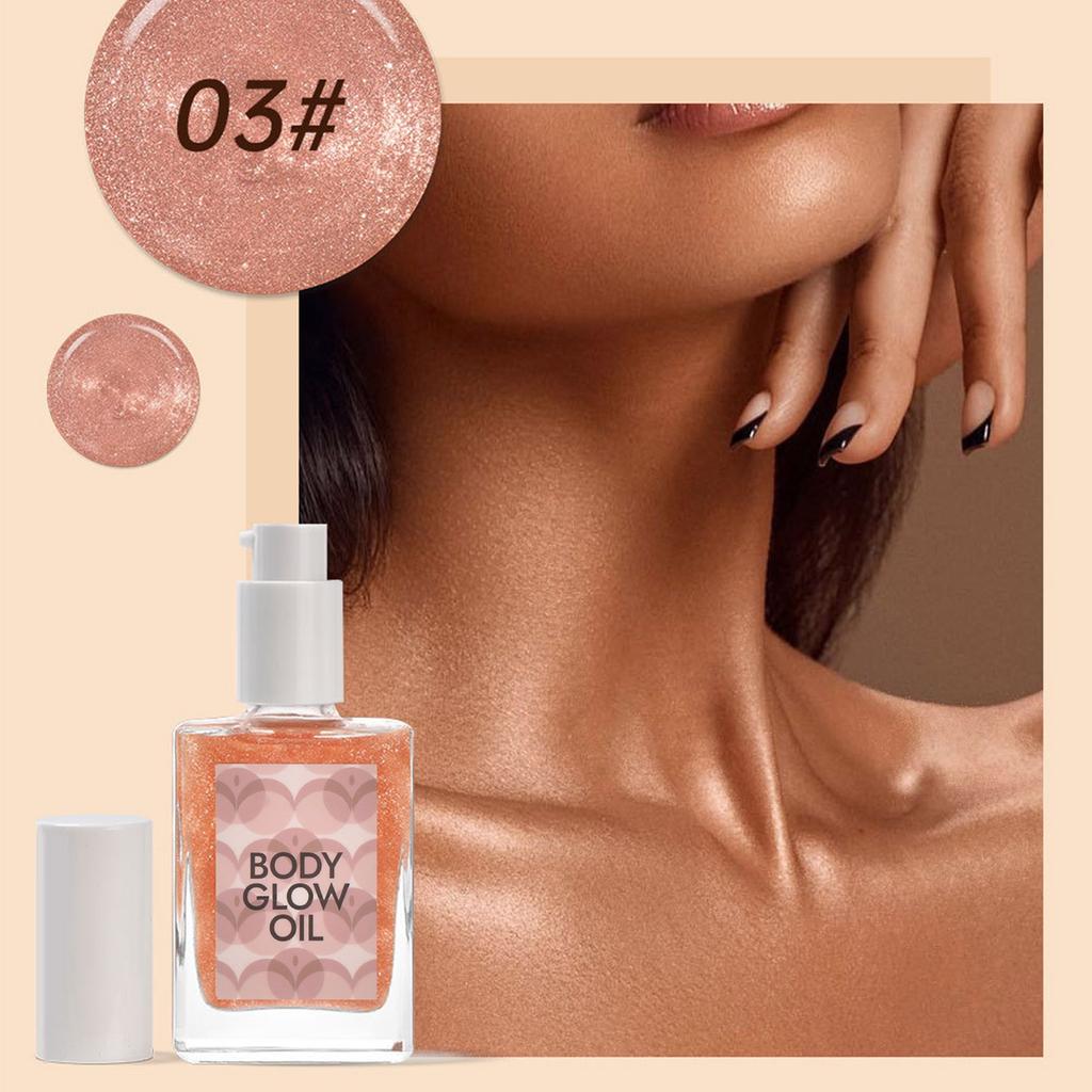 Масло для тела с блестками 5 цветов, сияющий жемчуг, хайлайтер для тела, жидкий хайлайтер, осветляющая жидкость для всего тела, 30 мл