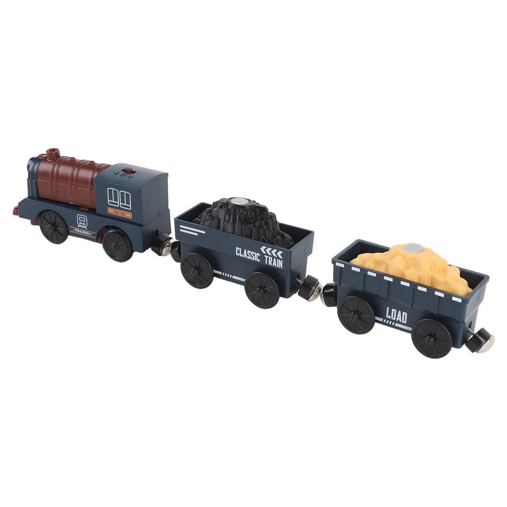 3pcs Toddler Train Set Toy Retro Electric Train Playset Classic Blue Small Train Toy for Kids