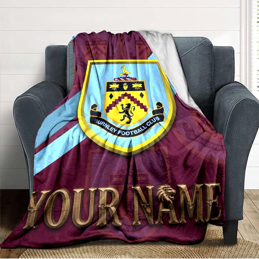 Name Custom Burnley FC Print Flannel Blanket High Quality Warm Comfortable Cover for All Seasons Perfect for Gifts Home Decor