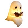 Cute Ghost Reading Book Lamp Halloween Ghost Night Light Ghost Reading Night Light Halloween Decor for Bedroom Study Room Reader