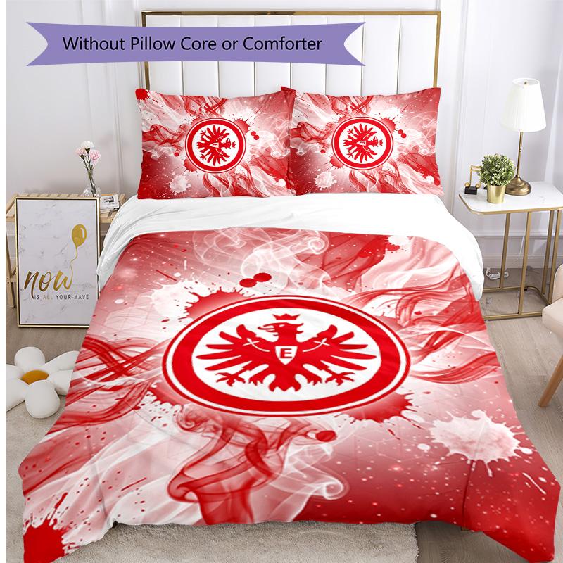 Eintracht Frankfurt Football Printed 3 Pieces Bedding Set, Comfortable Skin Friendly Bedroom Duvet Cover Set