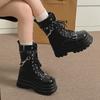 Popular Black British Style Heightened Platform Martin Boots Women's 2025 New Summer Skirt Versatile Short Boots
