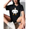 Funny Duck Print Casual Sports Printed T-shirt Woman Cotton Round Neck Running Fitness Short Sleeves Tops Activewear T-Shirts Women’s