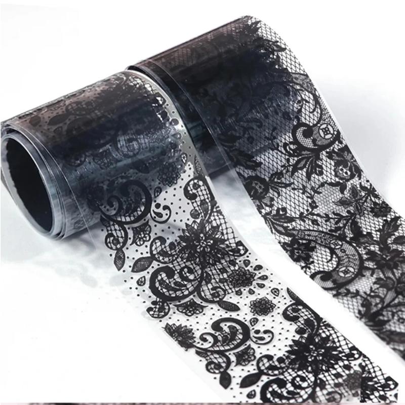 10 рулонов/коробка Белый Черный Кружевной Набор Фольги для Нейл-арта Наклейки для Переноса на Ногти Бумага для DIY Маникюра Аксессуары для Украшения Ногтей