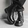 Мужские повседневные ботинки на платформе в британском стиле для вечеринок и ночных клубов, черные и коричневые, из натуральной кожи, ковбойские, осенне-зимние, высокие боты