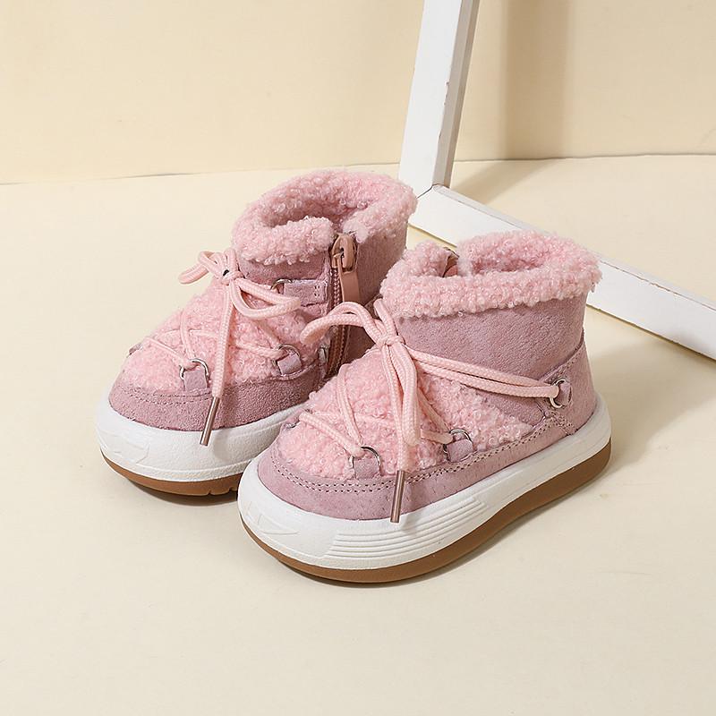 Baby Girl Snow Boots Winter High-top Boys and Children's Cotton Shoes Plus Velvet To Keep Warm Korean Baby Cotton