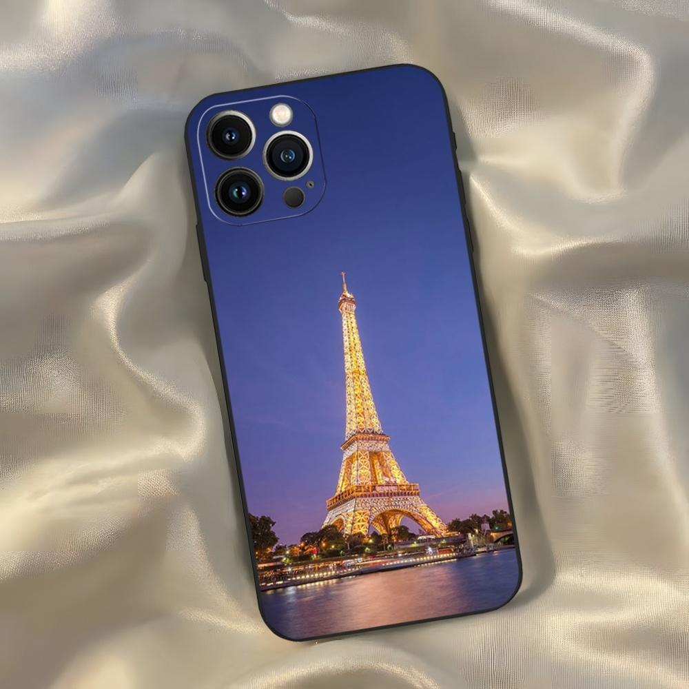 Франция Париж Эйфелева башня Чехол для телефона для Iphone 16 15 14 13 12 11 Pro Max Xr X Xs Mini 8 Plus SE 2022 Черный Мягкий Силиконовый Чехол