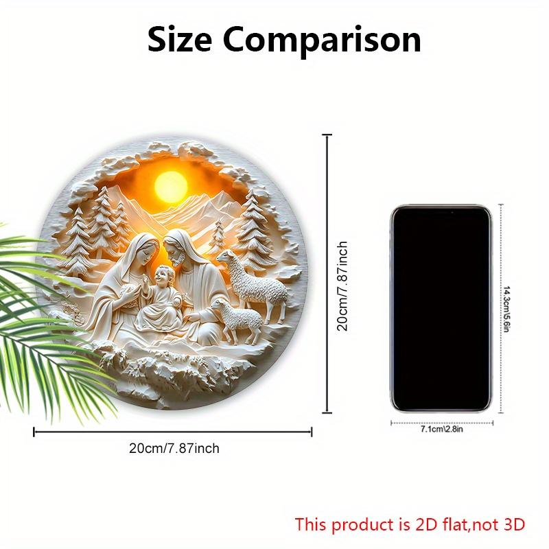 5 шт. Очаровательная деревянная настенная сцена Рождества Христова - 2D плоский рельефный дизайн Иисуса и потерянного ягненка, идеальный рождественский декор для дома и использования на открытом воздухе