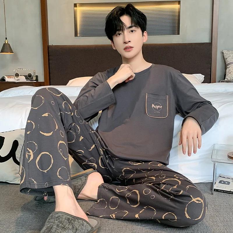 Men's Cotton Pajamas, Sleeping Top, Long Sleeve Soft Loose Pajamas, Casual Home Wear, Autumn Men's Pajamas