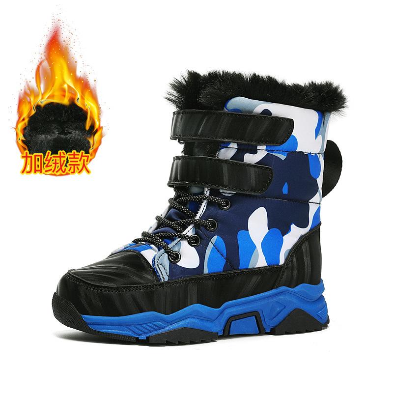 Ботинки для мальчиков из хлопка, детские теплые зимние ботинки с добавлением флиса