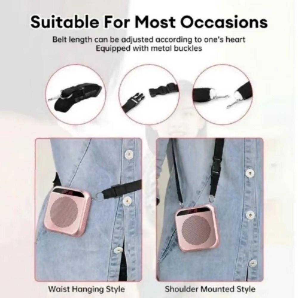 Rechargeable Wireless Voice Amplifier With Microphone Audio Speaker Presentation