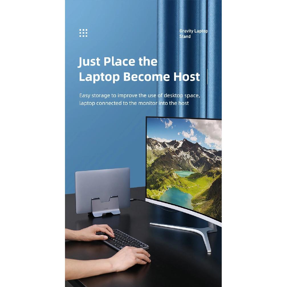 Hagibis Vertical Laptop Stand Desktop Gravity Holder Aluminum Notebook Dock Space-Saving for MacBook/Surface/HP/Dell/Chrome Book