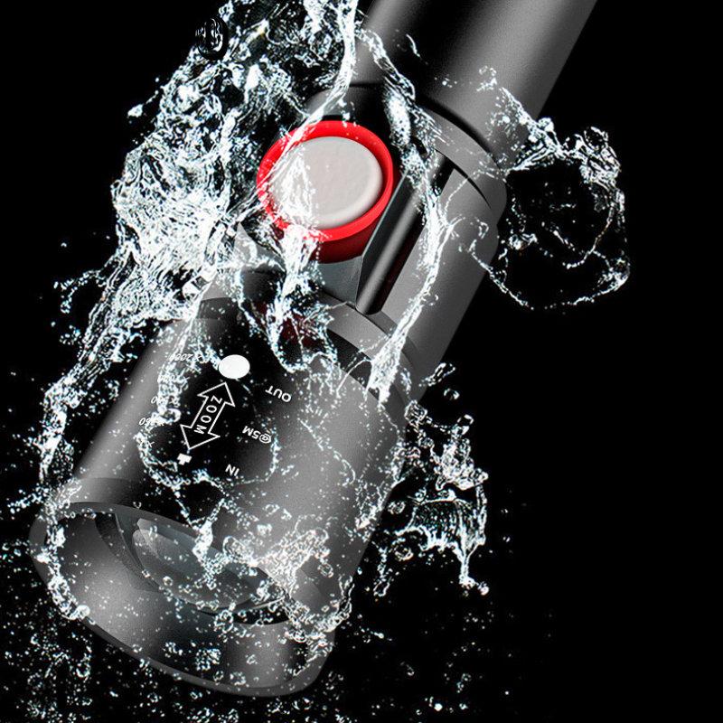 Фонарик XHP60 с зумом, индикатором мощности, USB-зарядкой, водонепроницаемый, с сильным светом, фонарик сзади